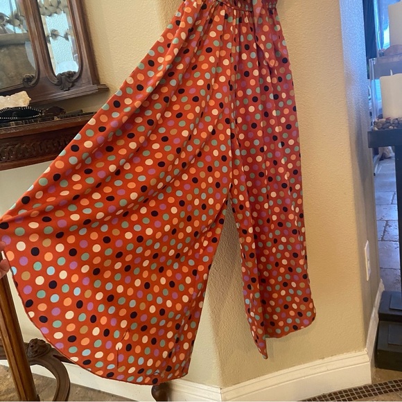 AMERICAN RAG Polka Dot Strapless Tie Front Wide Leg Baggy Jumpsuit Size Small - Picture 3 of 7